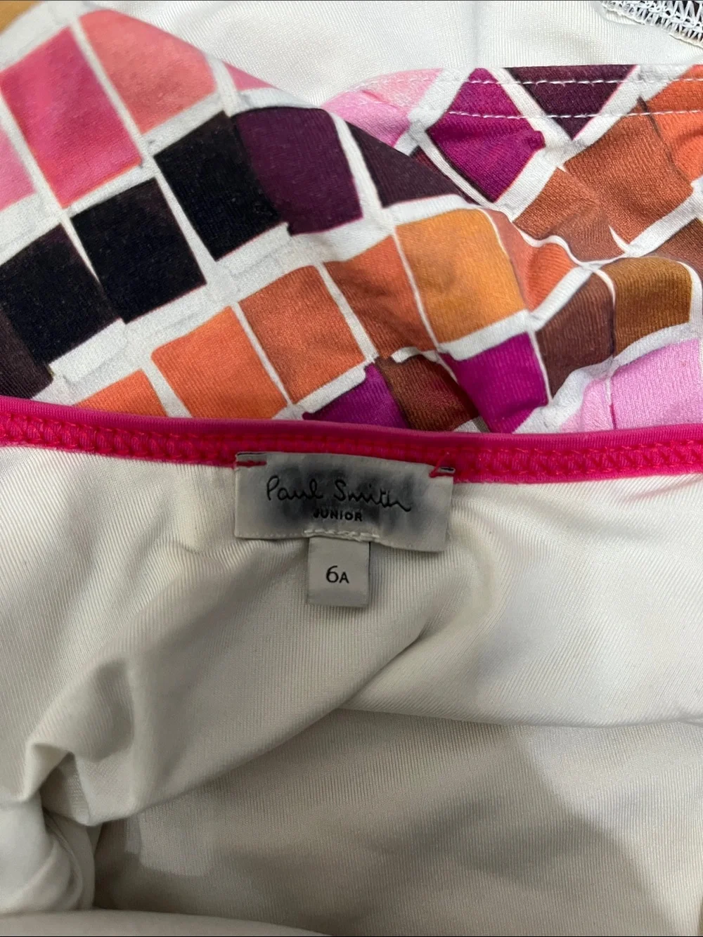 Paul Smith Kids One-Piece Mosaic Swimsuit with Hot Pink Trim